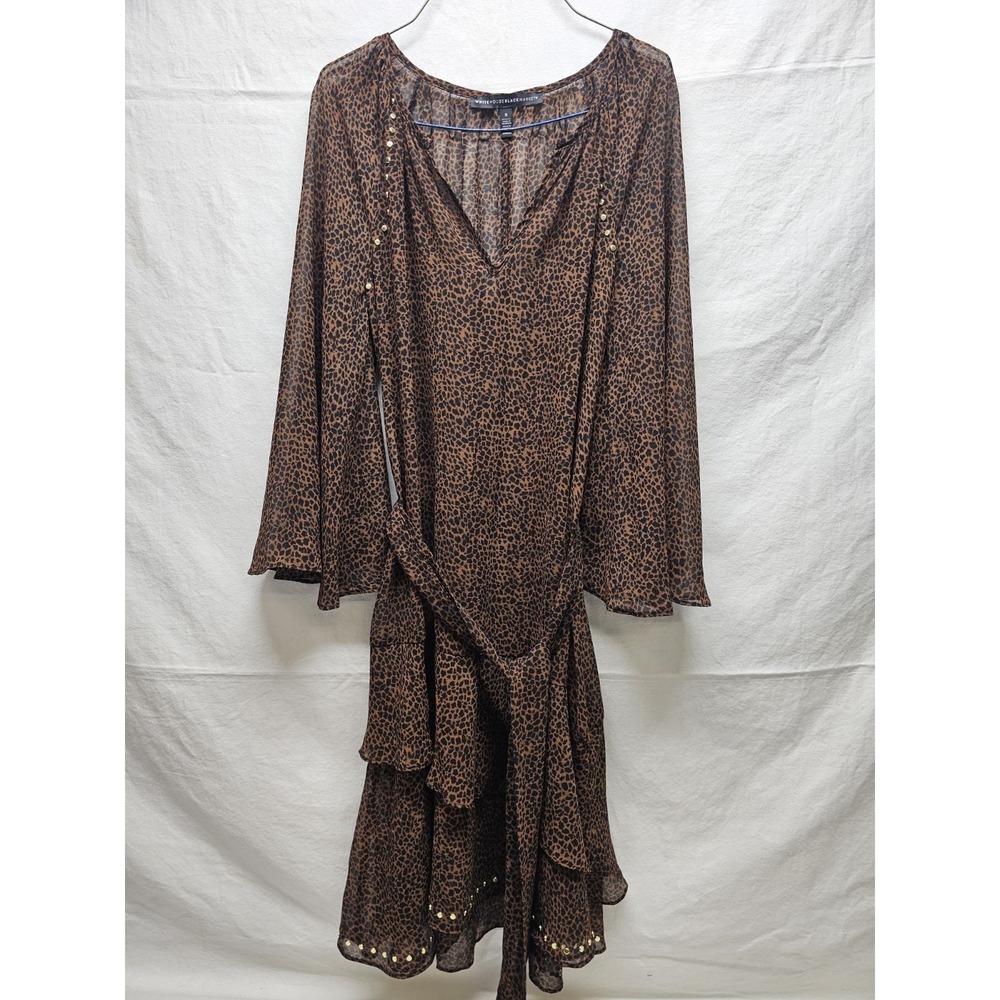 White House Black Market Sheer Leopard Print Midi‎ Dress Small - Picture 2 of 6